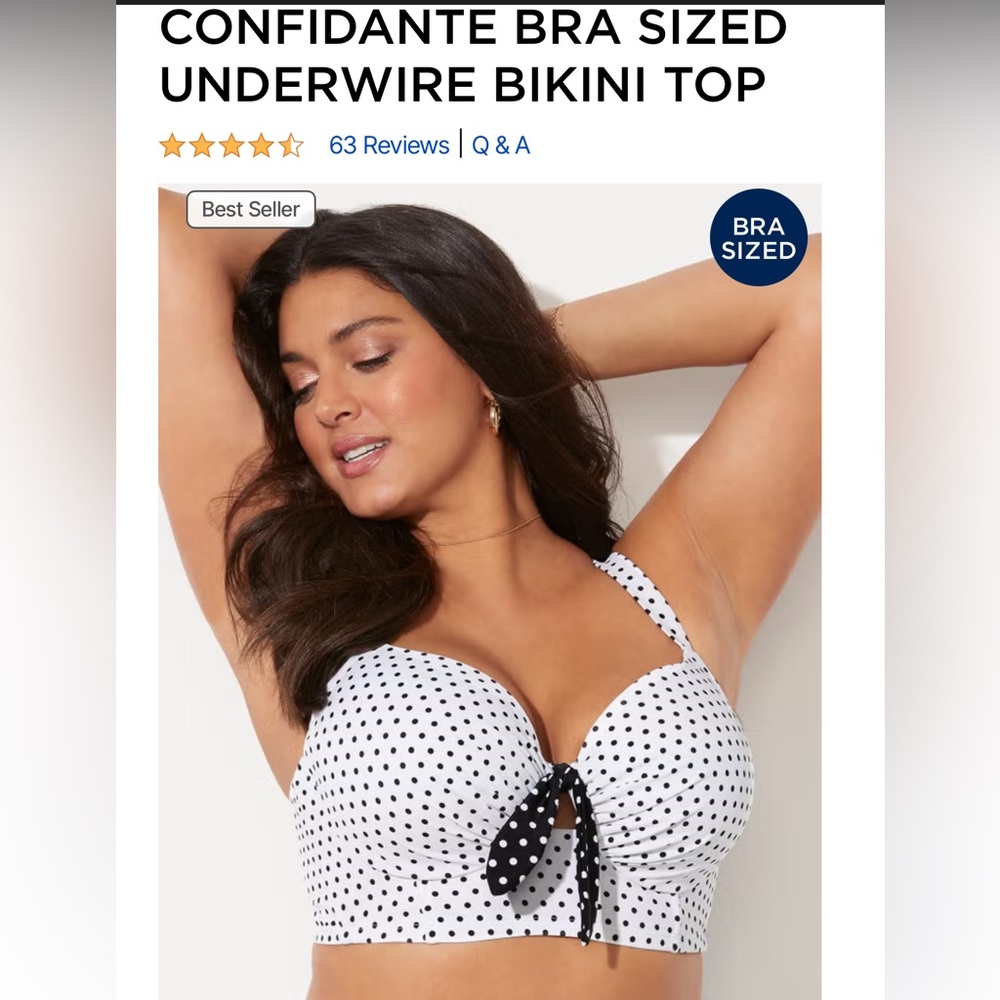 Swimsuits for All underwire bikini top.